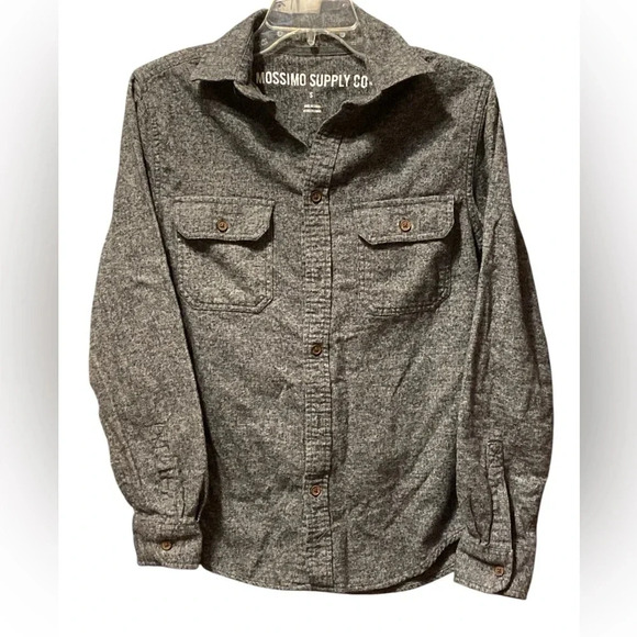 Mossimo Supply Co Men’s Button Up Shirt Long Sleeve Cotton Grey Size Small - Picture 2 of 5